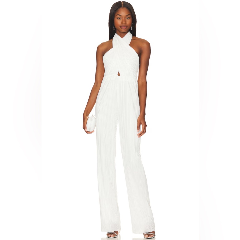 Amanda Uprichard Pleated White Jumpsuit